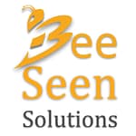 a logo with text and a bee
